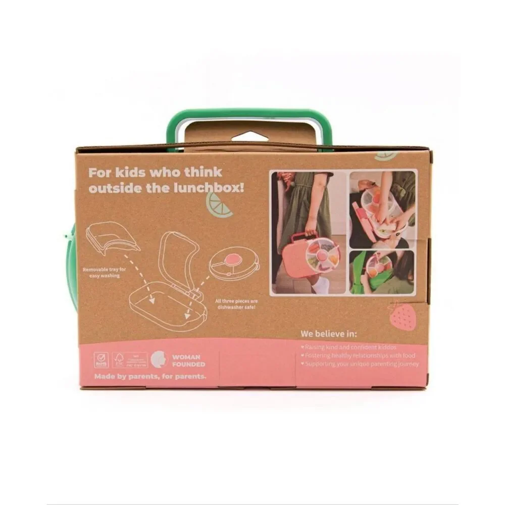 Gobe original snack spinner 6 compartment picnic travel food storage pink